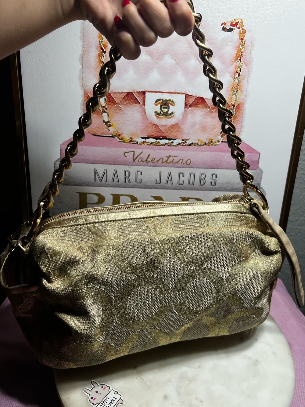 Coach  vintage Parker Op Art Signature Shoulder Bag Y2K Gold Signature Chain
